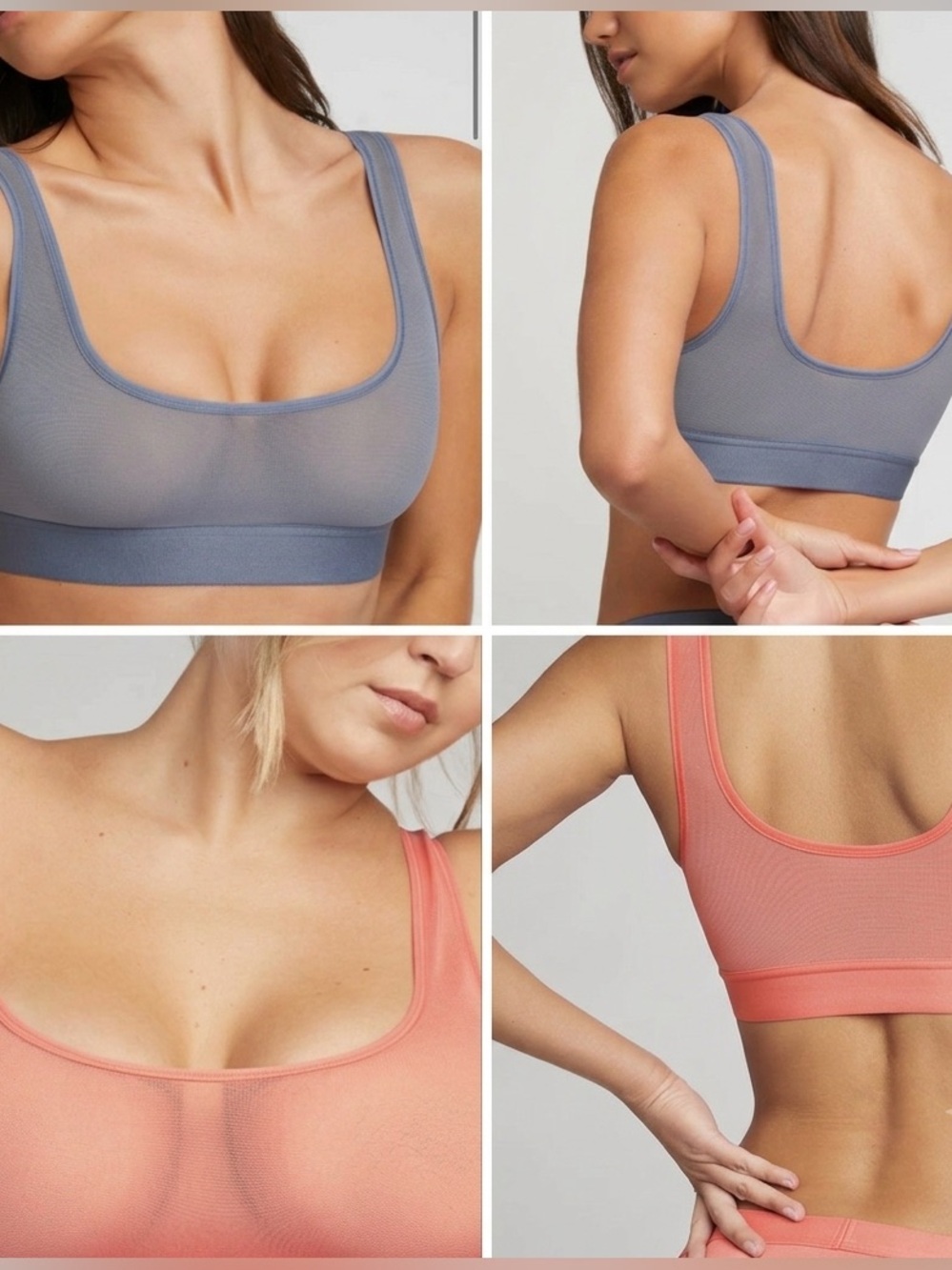 Negative Underwear Sieve Bra Tops Coral & Slate Sz 0 bundle